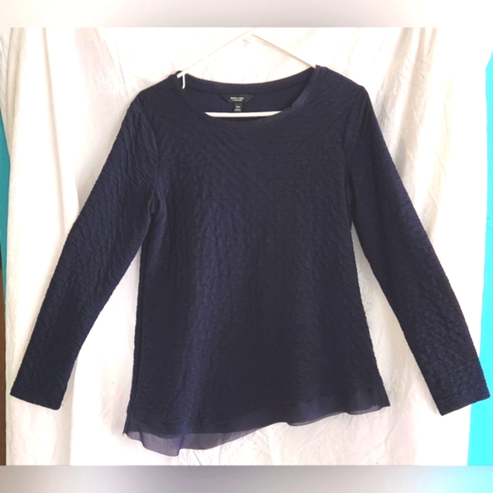 Simply Vera  Verawang Dark Navy long sleeve pullover women's top